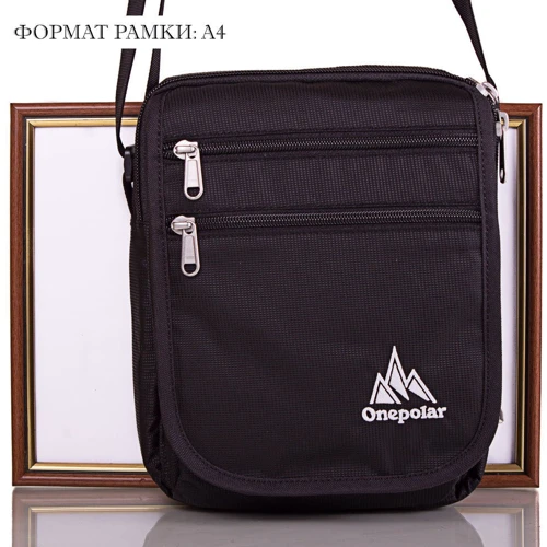 Чоловіча сумка через плече Onepolar чорна (W5633-black): Фактура Ткана