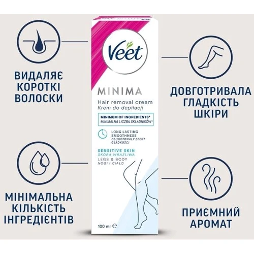 Veet Minima Крем для депиляции для чувствительной кожи с Алоэ вера 100 ml фото 6