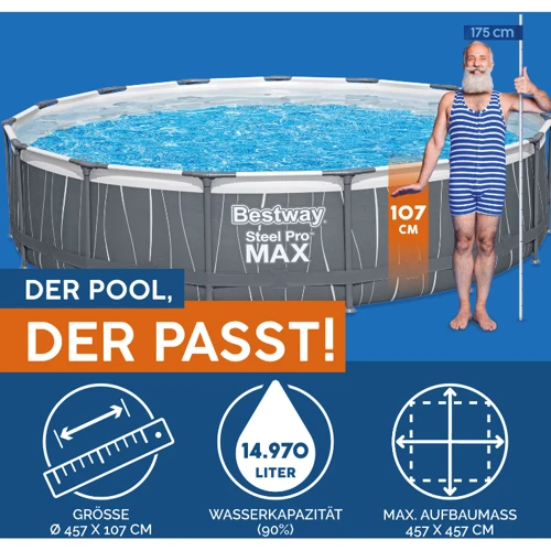 Бассейн Bestway 457-107 см (561GD) (фильтрующий насос, лестница, покрытие бассейна, светодиодная подсветка, ремонтная заплатка) фото 3