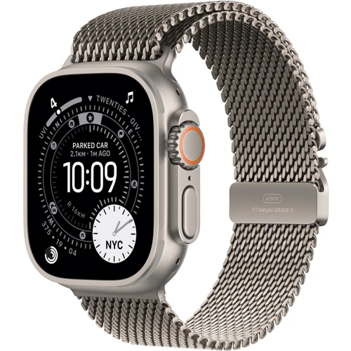 Apple Watch Ultra 3 GPS + Cellular 49mm Natural Titanium Case with Natural Titanium Milanese Loop - Medium (MEWY4)