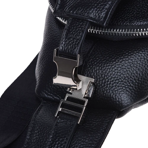 Чоловіча сумка-слінг Borsa Leather чорна (K15026-black): Застібка Механічна