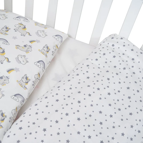Сменная постель Twins Comfort line 3054-C-064, Единорог, серый/желтый: Тип постельный комплект