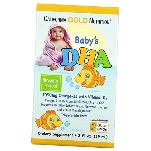 California Gold Nutrition Baby's DHA Omega-3s with Vitamin D3 Детский DHA Омега-3 с Витамином D3 59 мл