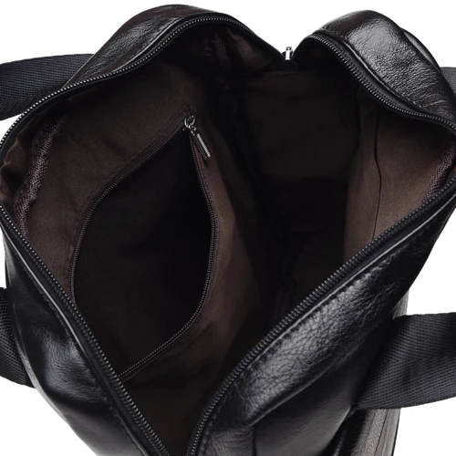 Мужская сумка планшет Borsa Leather черная (K18859-black): Тип ручки Со съемным ремнем, С двумя ручками, Короткая ручка, Плечевой ремень
