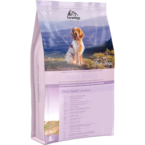 Сухой корм Carpathian Pet Food Mini Adult Для взрослых собак малых пород весом до 11 кг 3 кг (4820111140831)