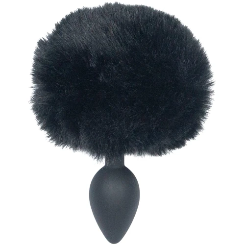 Анальная пробка с хвостом Punishment - Bunny Tail Silicone Anal Plug - Black
