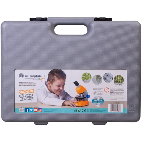 Мікроскоп Bresser Junior 40x-640x Orange з кейсом та набором для дослідів (8851310): Клас Биологические