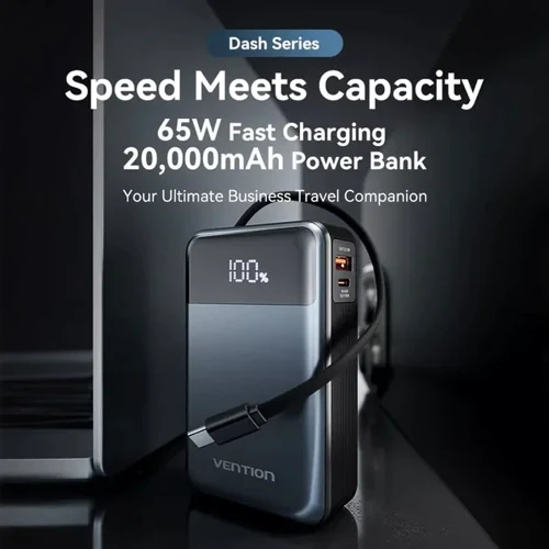Внешний аккумулятор Vention Power Bank 20000mAh LED Display 65W Black (FHYB0)