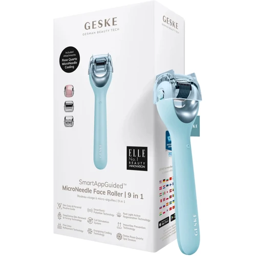 Электронный роллер для лица с микроиглами GESKE MicroNeedle Face Roller 9в1 turquoise