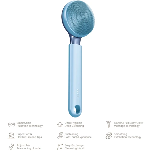Ультразвуковая щетка для всего тела GESKE Sonic Full-Body Brush&Intensive Exfoliator 8в1 aquamarine фото 4