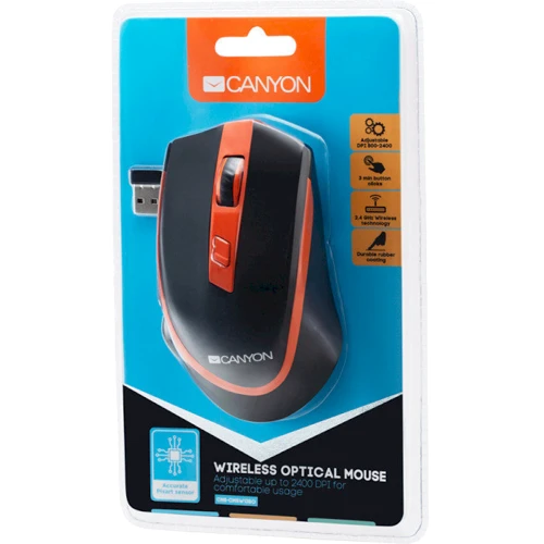Мышь Canyon CNS-CMSW13BO Wireless Black-Orange (CNS-CMSW13BO): Эргономика для правой руки