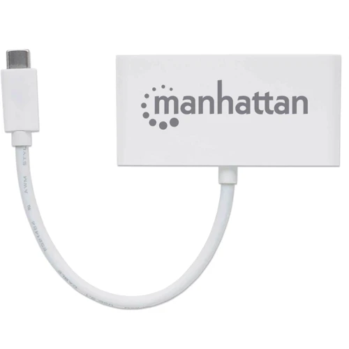 Адаптер Intracom Adapter Manhattan USB-C to 3xUSB3.0+USB-C White: Колір белый
