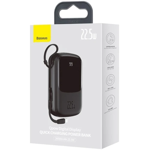 Зовнішній акумулятор Baseus Power Bank 20000mAh з USB-C Cable Q Pow Display 22.5W Black (PPQD-I01) фото 9