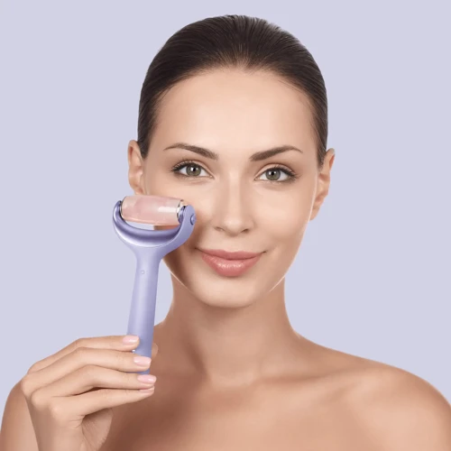 Электронный роллер для лица и тела с микроиглами GESKE MicroNeedle Face&Body Roller 8в1 purple фото 5