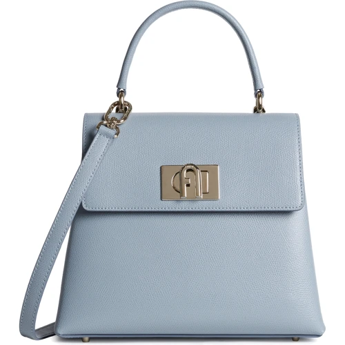 Жіноча сумка-сетчел Furla 1927 S Top Handle Bakpaco темно-блакитна (BAKPACOARE000K3500): Фактура матова, Зерниста