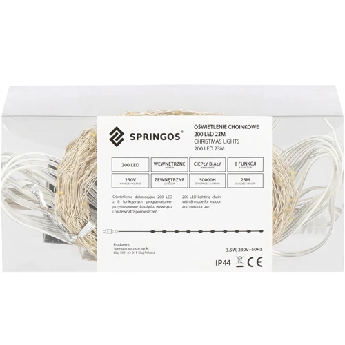Гирлянда Springos 20 м 200 LED CL0082 Warm White фото 5