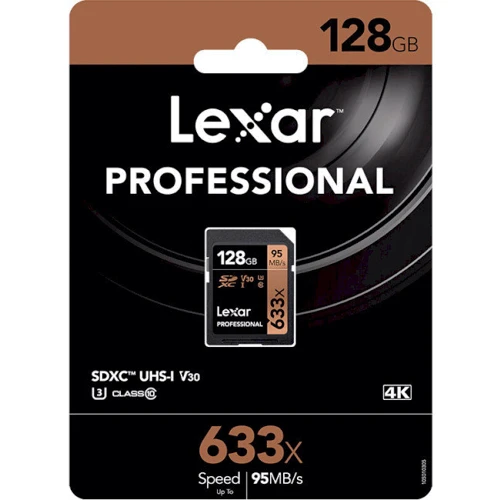 Карта пам'яті Lexar 128GB SDXC class 10 UHS-I U3 V30 633x Professional (LSD128CB633): Тип карти SDXC