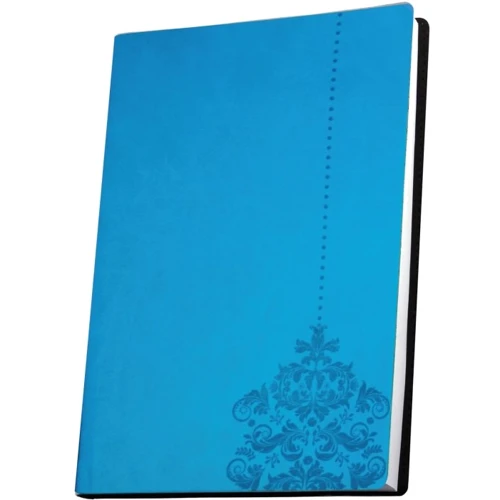 Ділова записна книжка А5, тиснення "Орнамент кутовий" фольга, Vivella, тв. обл., кремовий неліновані блок, бірюза (O20801-21)