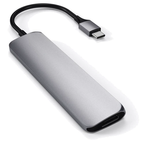 Адаптер Satechi Adapter USB-C to micro SD+SD+2xUSB3.0+USB-C Space Grey (ST-SCMA2M): Інтерфейс підключення USB-C