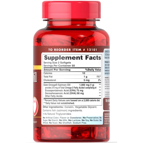Puritan's Pride Omega-3 Salmon Oil 500 mg (105 mg Active Omega-3) Омега-3 лососевое масло: Тип Омега 3