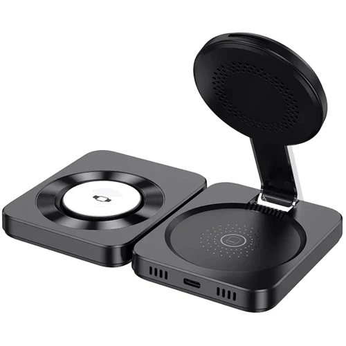 Зарядний пристрій Hoco Wireless Charger CQ11 Ingenious 3in1 Folding Black для iPhone 16 I 15 I 14 I 13 I 12 series, Apple Watch and Apple AirPods: Кабель в комплекті USB-C