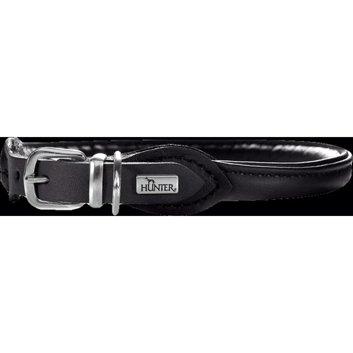 Ошейник круглый Hunter Round & Soft Elk Petit кожаный 6 мм 33-37 см черный (4016739420763)