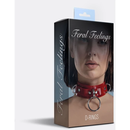 Ошейник для фиксации Feral Feelings - D-Rings Red