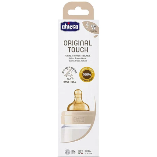 Бутылочка для кормления пластиковая Chicco Original Touch с латексной соской 4м+ 330 мл Бежевая (27634.30): Тип бутылочка для кормления