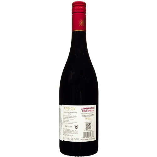 Вино полуигристое Civ&Civ Lambrusco dell'emilia Rosso Amabile красное полусладкое 0.75 л (FSH_8001929316953): Объем, л 0.75