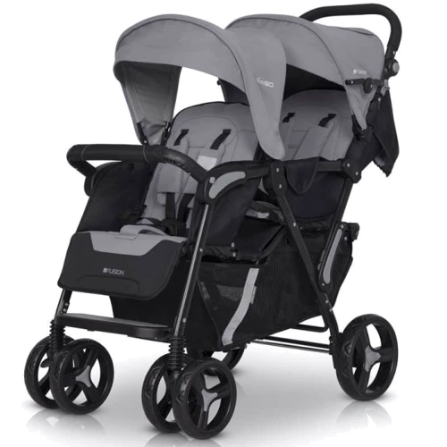 Коляска для двойни EasyGo Fusion Duo 2021 9023-EGFD20-10, Pearl, светло-серый