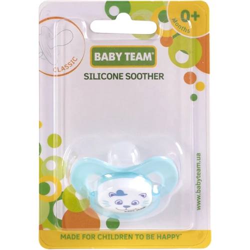 Пустышка Baby Team силиконовая классическая, 1шт. 0+ (3007 голубой): Форма соски классическая