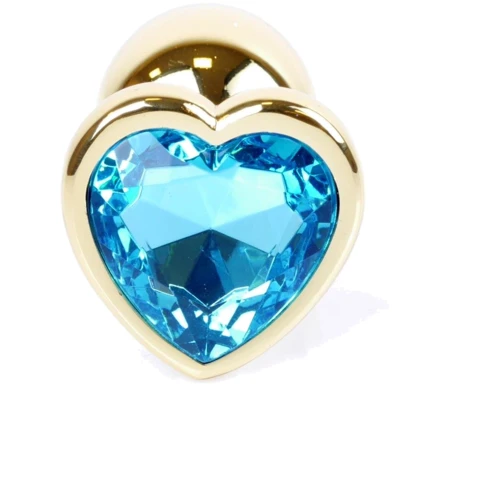 Анальная пробка BOSS Series Exclusivity Jewellery Gold Heart Plug Light Blue