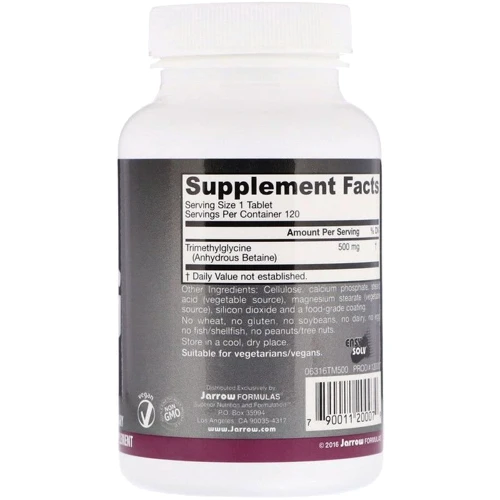 Jarrow Formulas TMG Trimethylglycine 500 mg 120 Tabs Триметилглицин: Тип Глицин