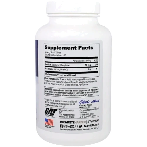 Аминокислота для спорта GAT L-Arginine 180 tablets: Вкус Без вкуса