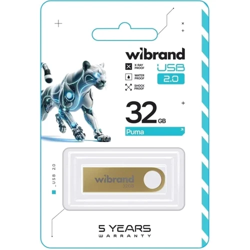 USB-флешка Wibrand 32Gb Puma USB 2.0 Gold (WI2.0/PU32U1G): Стандарт USB USB 2.0