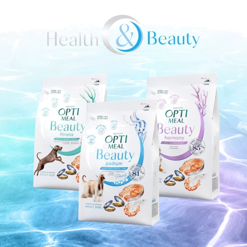 Сухой корм Optimeal Beauty Podium Блестящая шерсть и уход за зубами для собак всех пород на основе морепродуктов 10 кг (4820215366823) фото 9