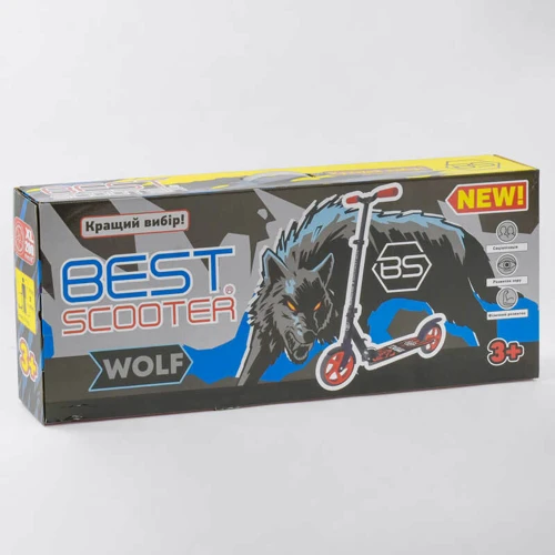 Самокат двоколісний Best Scooter "WOLF" з PU колесами, амортизатором Black / Red (87745): Кількість коліс 2