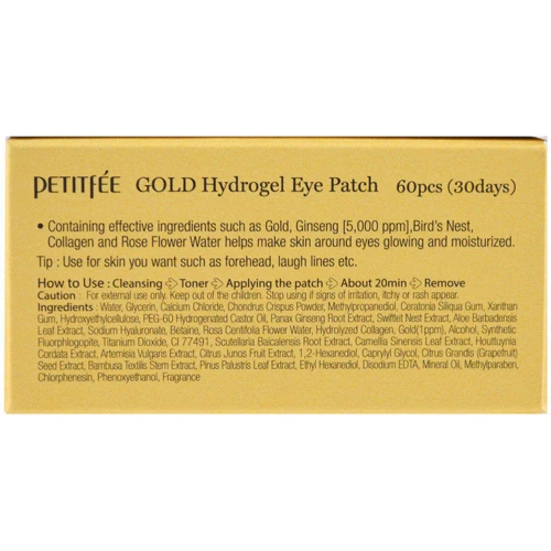 Petitfee Gold Hydrogel Eye Patch Гидрогелевые патчи для глаз с золотым комплексом +5 - 60 шт.: Пол Для женщин