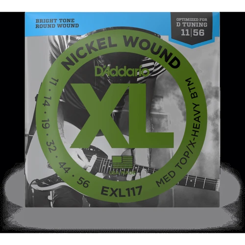 Струна для гитар Струны для электрогитар D'ADDARIO EXL117 XL NICKEL WOUND MEDIUM TOP/EXTRA HEAVY BOTTOM (11-56)