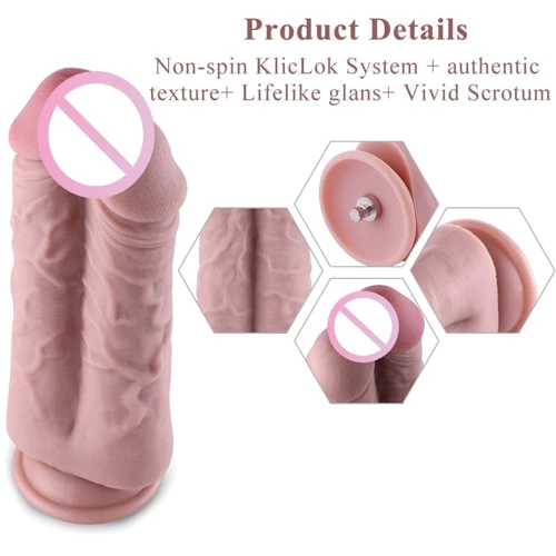 Двойной дилдо для секс-машин Hismith 8.5” Two Cocks One Hole Silicone Dildo