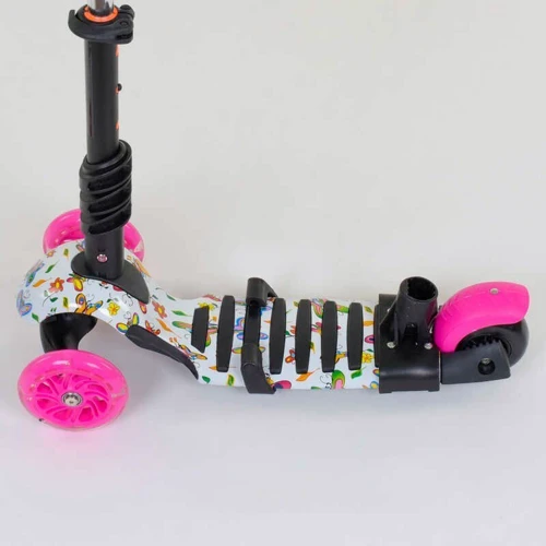 Самокат 5в1 Best Scooter, PU колеса, подсветка колес, Абстракция Pink/Black (74060): Конструкция рамы складная