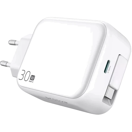 Зарядное устройство Proove Wall Charger USB-C Fixtape GaN 30W White (WCFP30010202): Кабель в комплекте USB-C, встроенный