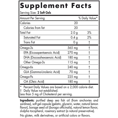 Nordic Naturals Complete Omega 1000 mg 180 Soft Gels Lemon Омега 3-6-9 вкус лимон: Тип Омега 3-6-9