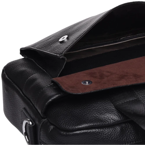 Мужская сумка мессенджер Keizer черная (K11688-black): Материал Натуральная кожа
