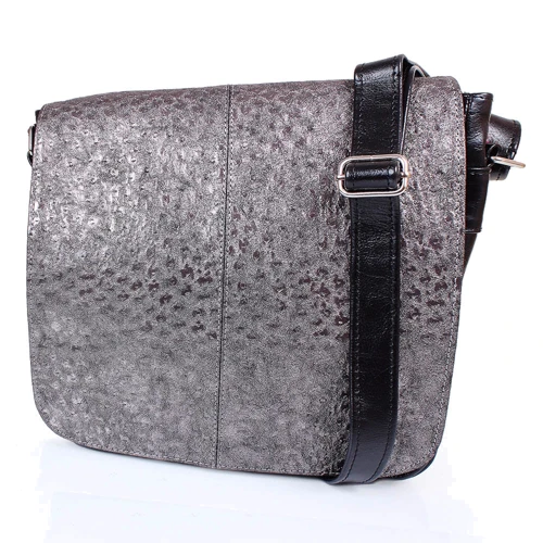 Женская сумка почтальонка Laskara серебристая (LK-DD223-black-grafite)