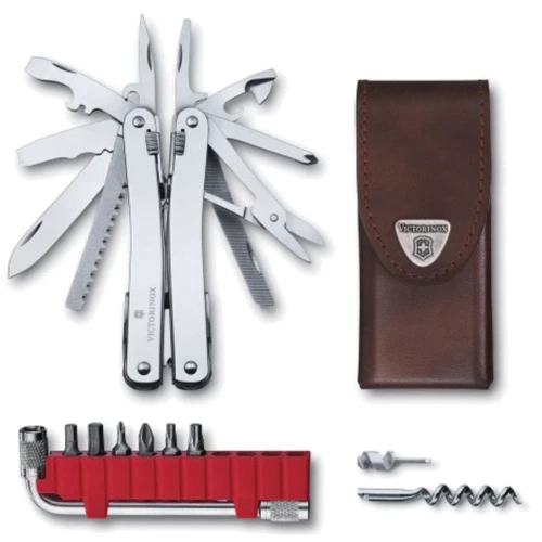Мультитул Victorinox Swisstool Spirit X Plus 105мм/35 предметов /коричневый кожаный чехол (3.0235.L)