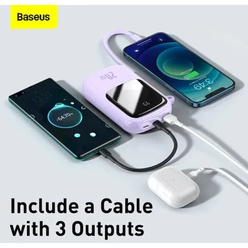 Внешний аккумулятор Baseus Power Bank 20000mAh Qpow Display Quick Charging 20W Purple (PPQD-H05)