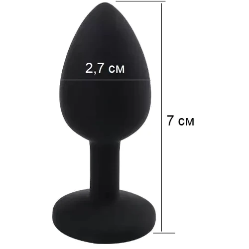 Силиконовая анальная пробка с кристаллом Silicon Black 12 ( размер S ), SKN-SIL-BLACK 12