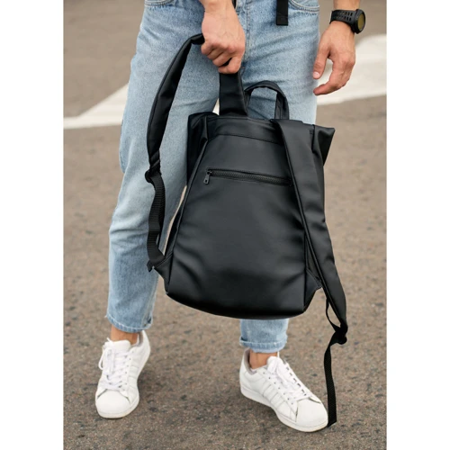 Чоловічий рюкзак Sambag RollTop LZT чорний (24208001m): Фактура Гладка, матова
