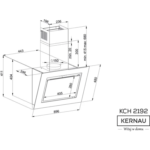 Вытяжка KERNAU KCH 2192 W: Тип воздухоочистителя Рециркуляция, Отвод